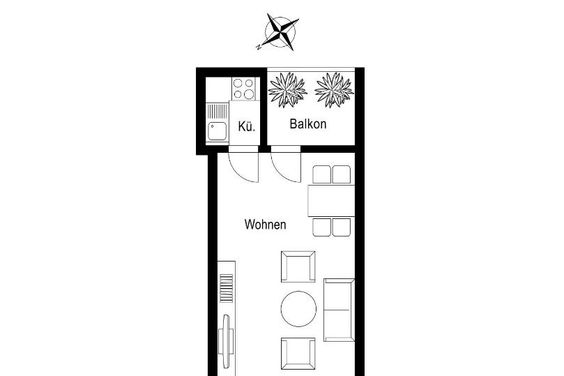 Hübsches, modernes 1-Zimmer-Apartment mit Balkon in Schwabing